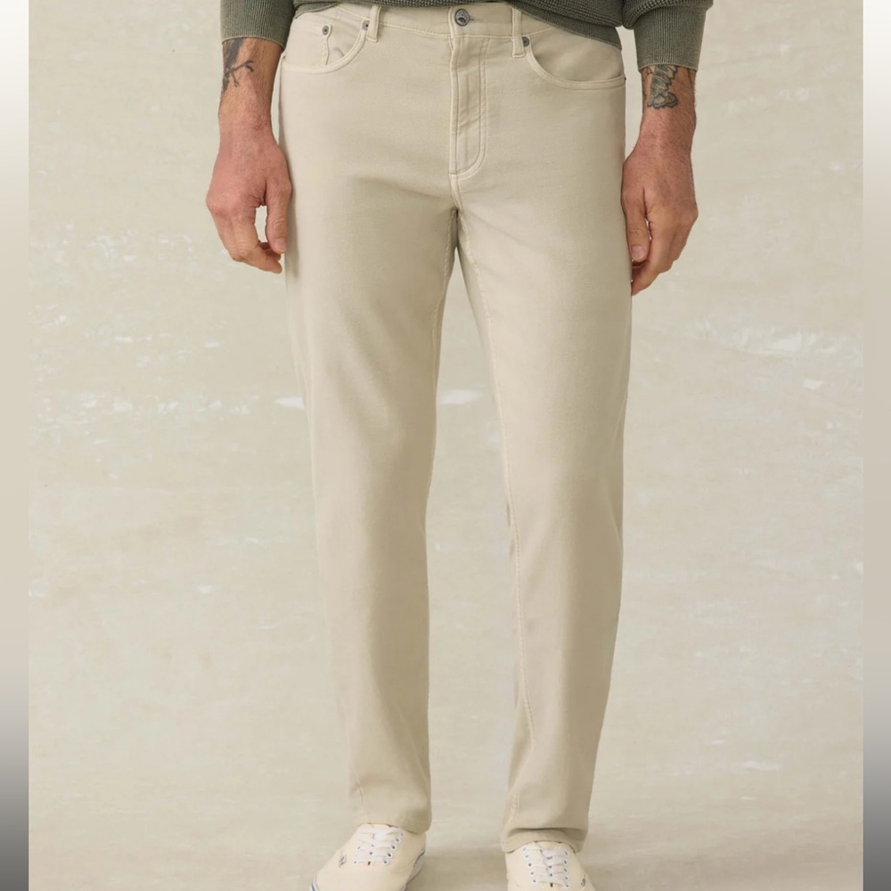 Faherty Pants Stretch Terry Stone White MBC0020-STN